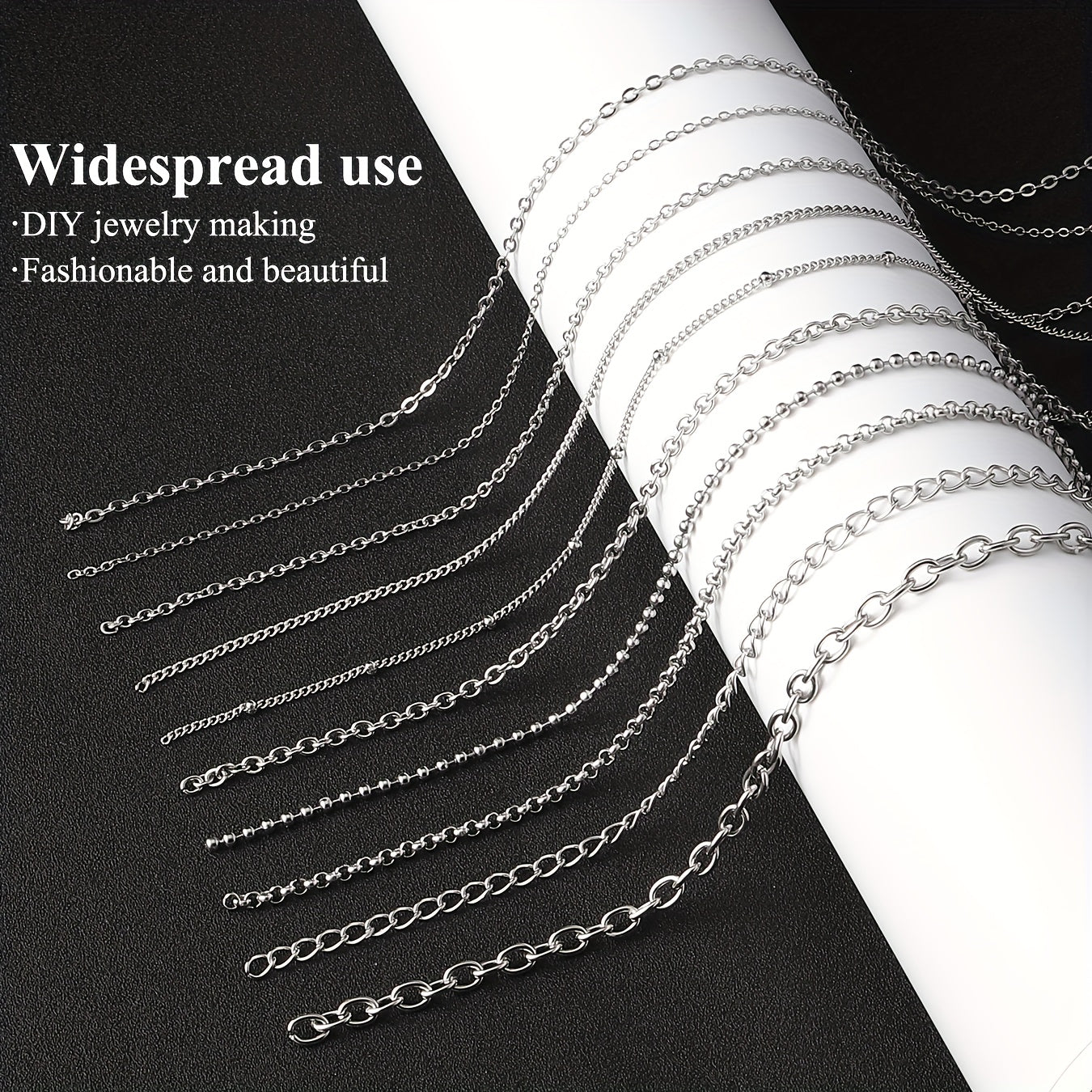 10 Rolls of 304 Stainless Steel Chain for DIY Jewelry Making
