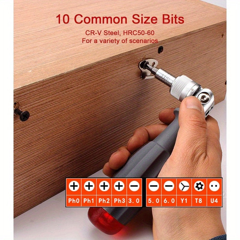 10 In 1 Ratchet Screwdriver Set with Magnetic Bits and Tools