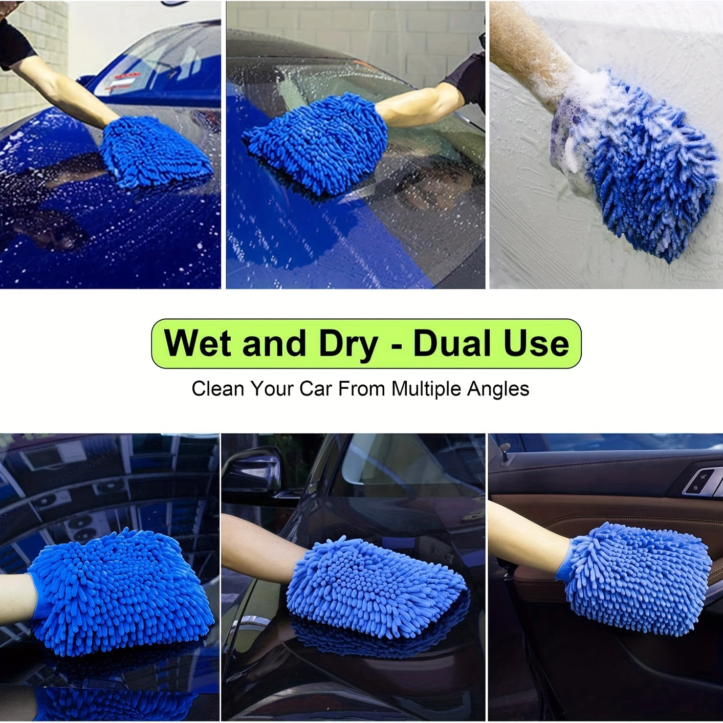 48 Inch Long Handle Car Wash Brush Kit with Microfiber Mop Heads