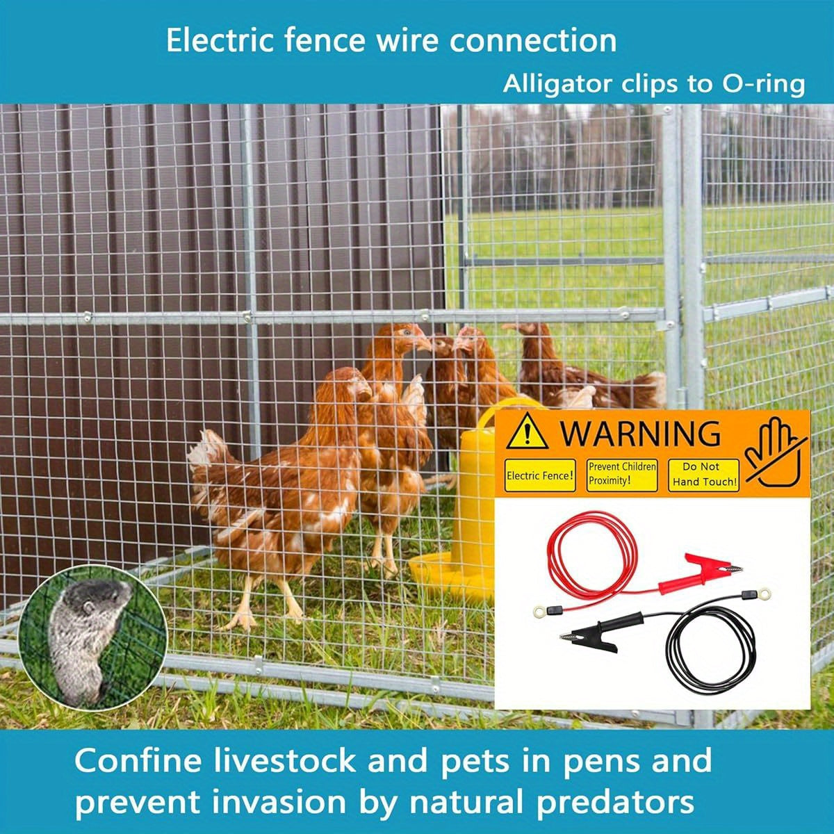 Heavy Duty Electric Fence Connector with Alligator Clips 3.28ft