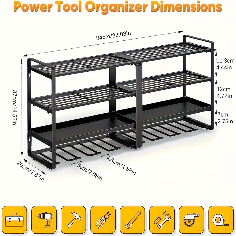 Heavy Duty Metal Power Tool Storage Rack With Charging Station