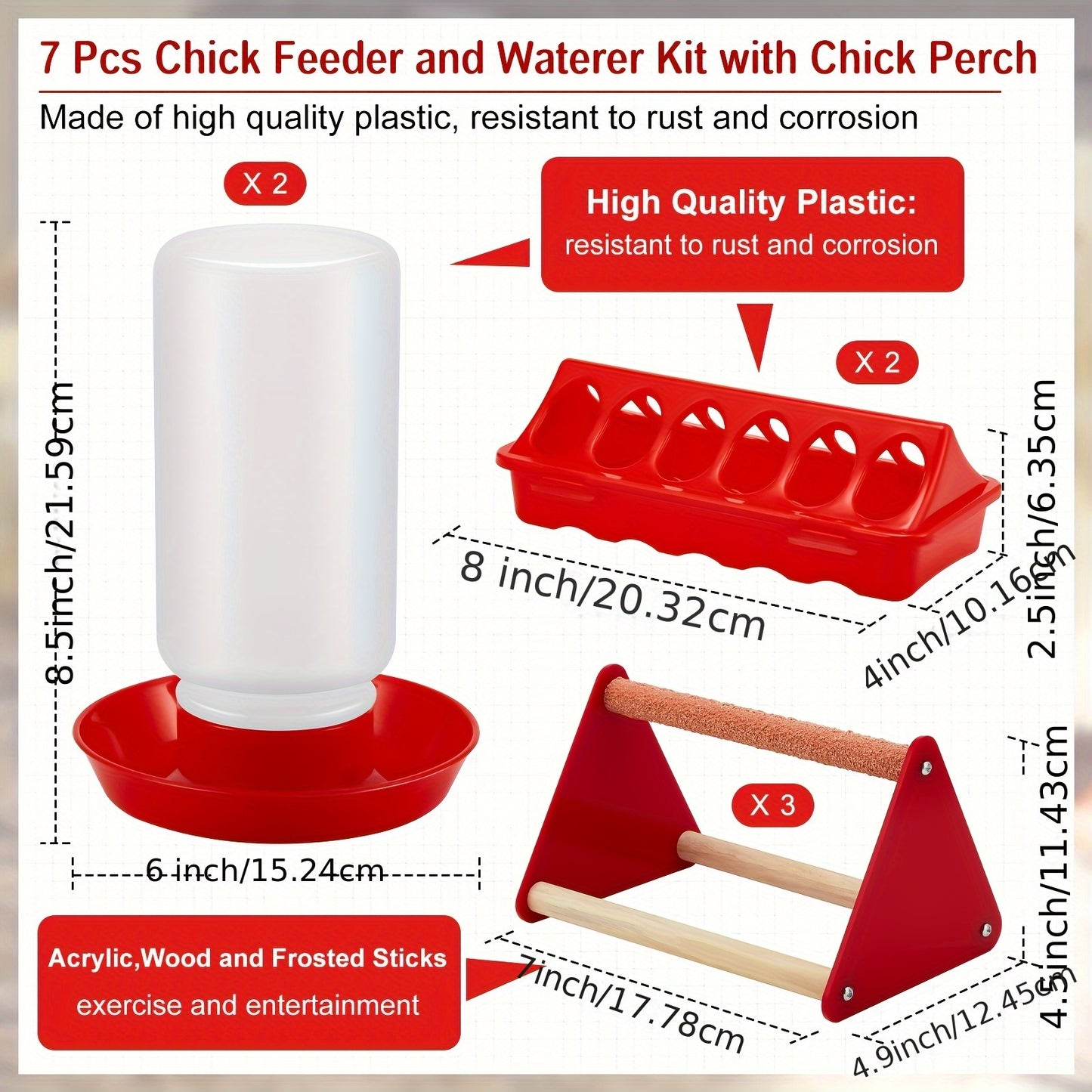 7 Piece Chicken Feeder And Waterer Kit For Small Poultry