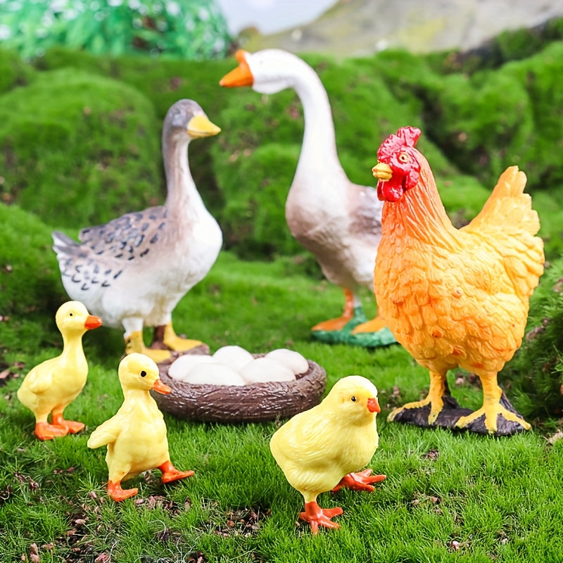 Farm Life Figurine Set with Chickens Ducks and Geese Decor