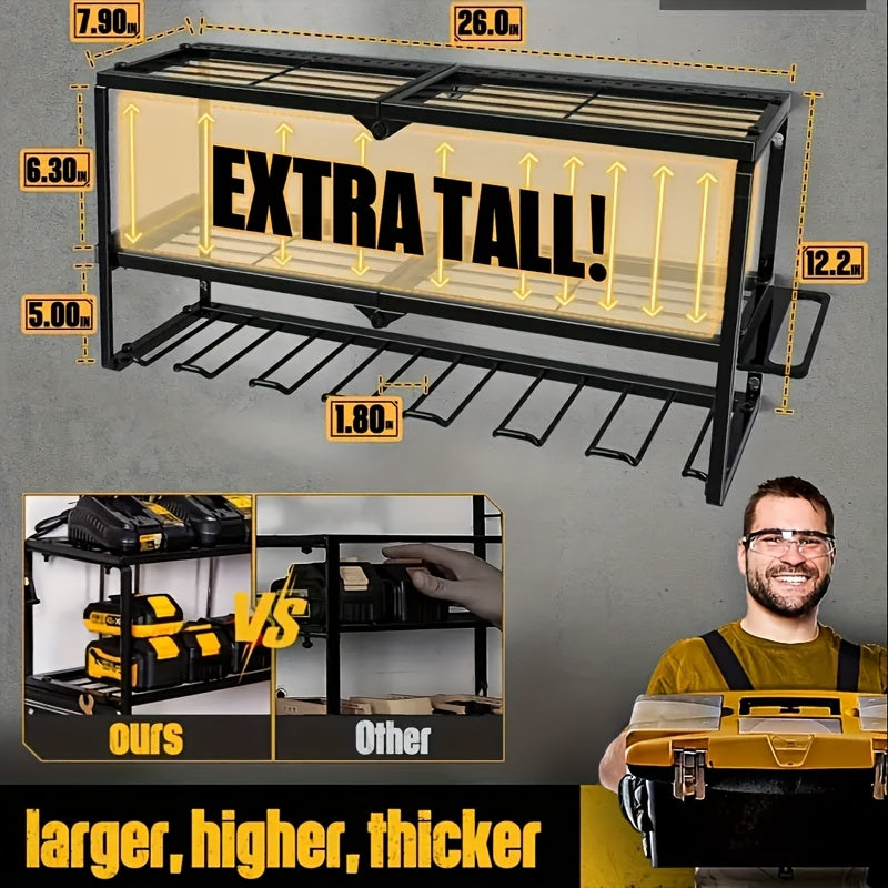 Heavy Duty Metal Power Tool Storage Rack With Charging Station