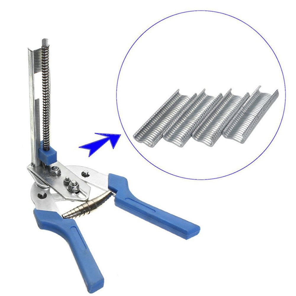 Pet Cages Fencing Hog Ring Pliers with 600 Pieces M Clips Home Garden Repair Tools
