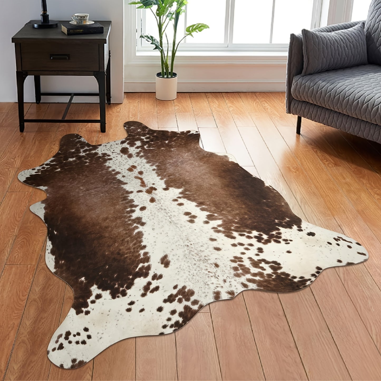 Imitation Cowhide Animal Print Mat for Bedroom and Office Decor