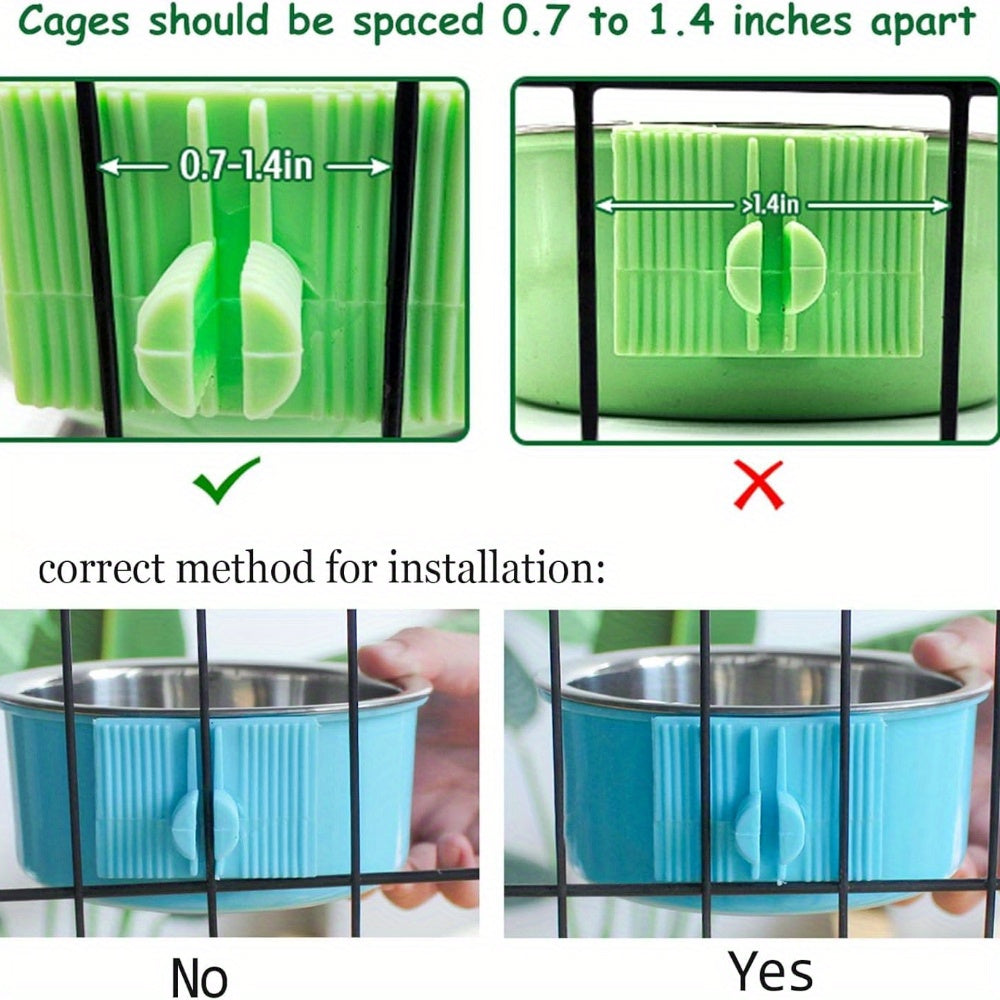 2pcs Removable Stainless Steel Hanging Pet Bowls