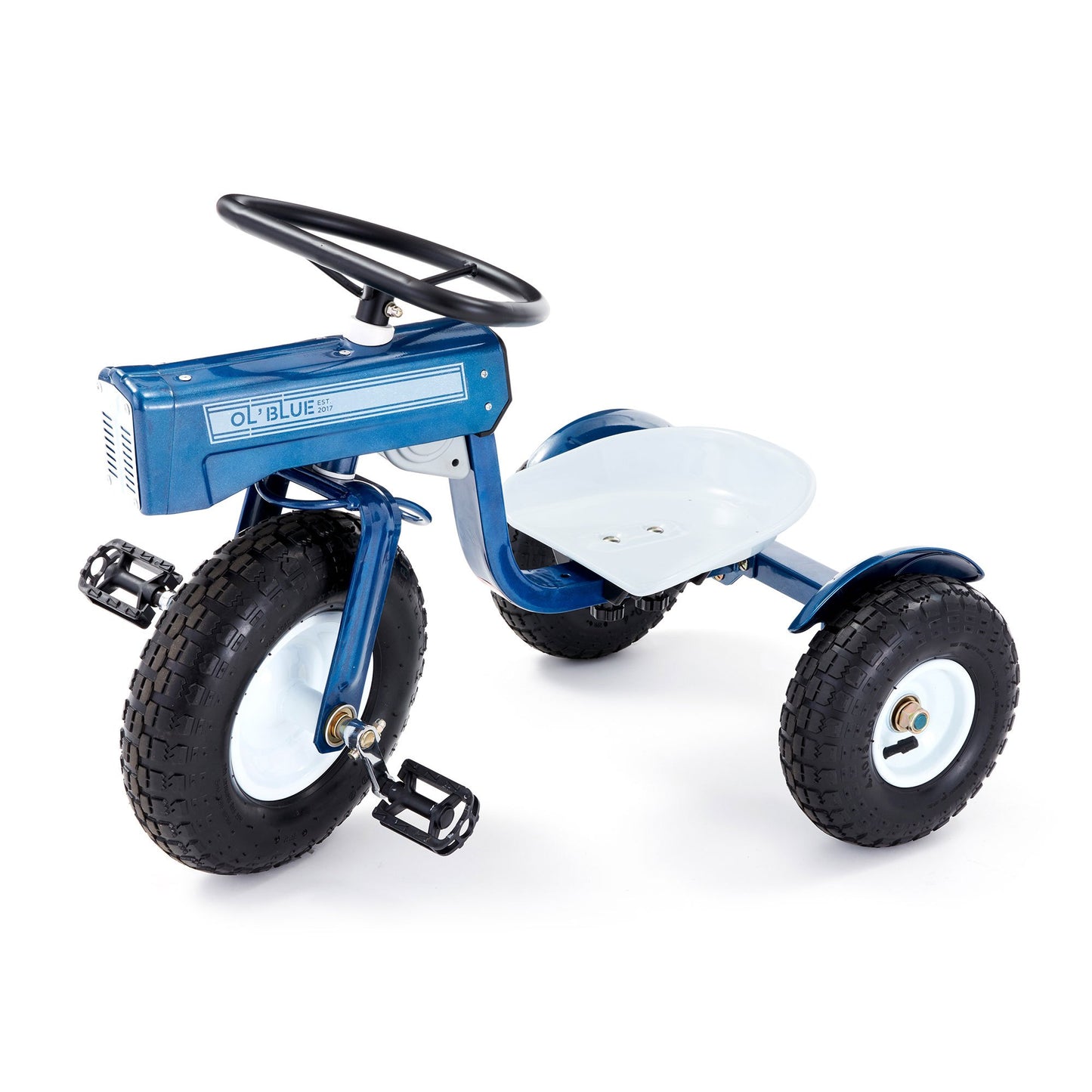 Tricam Kids 22 Inch Blue Steel Ride On Tractor Tricycle