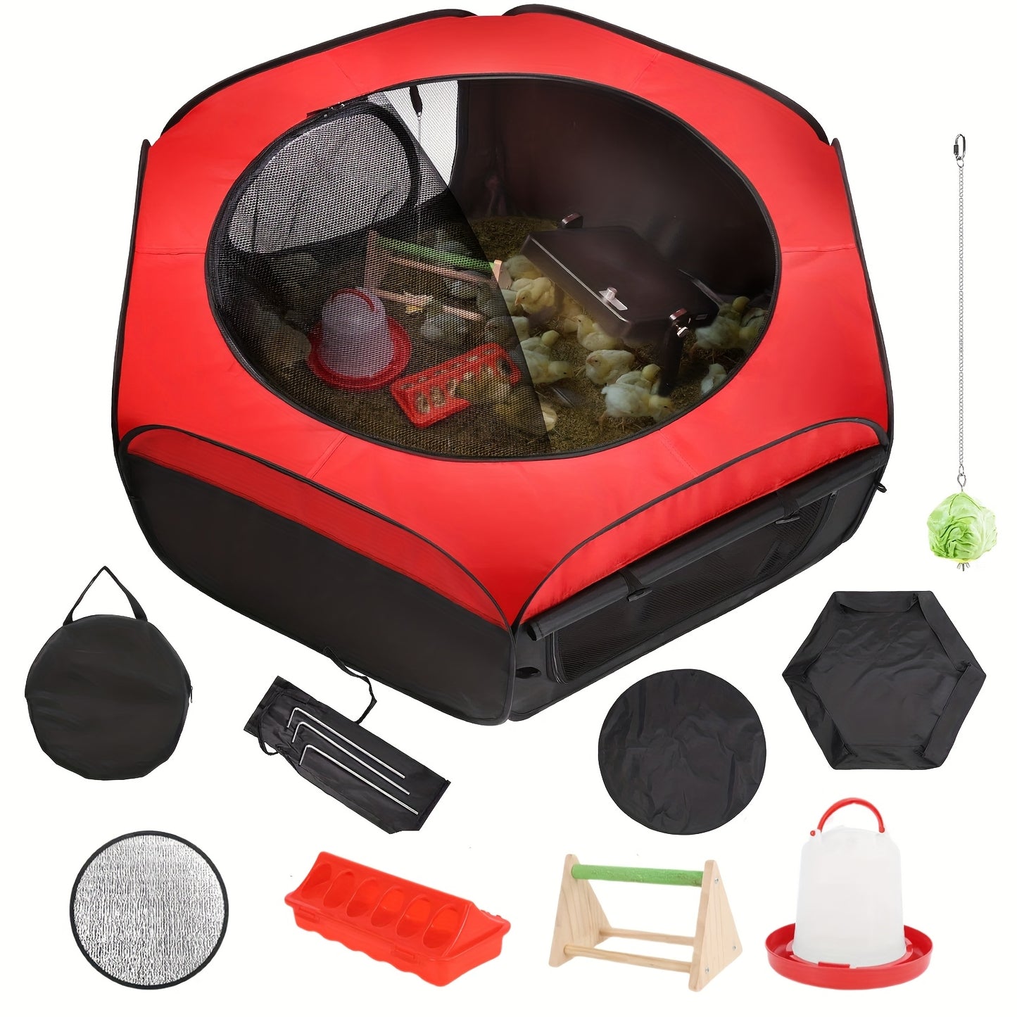 Chicken Brood Box Kit with Feeder, Drinker and Nesting Mat