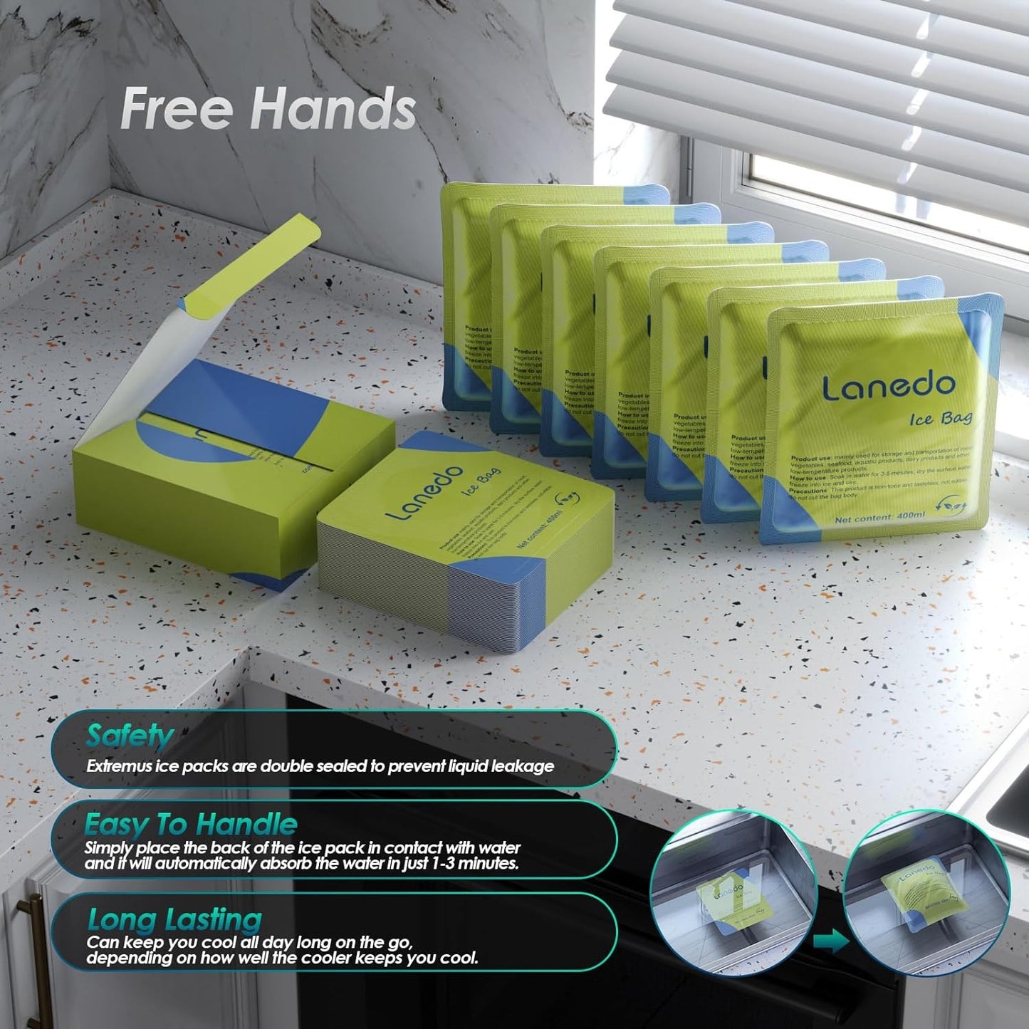 100pcs Lanedo Ice Pack for Food Freshness and Beverage Cooling