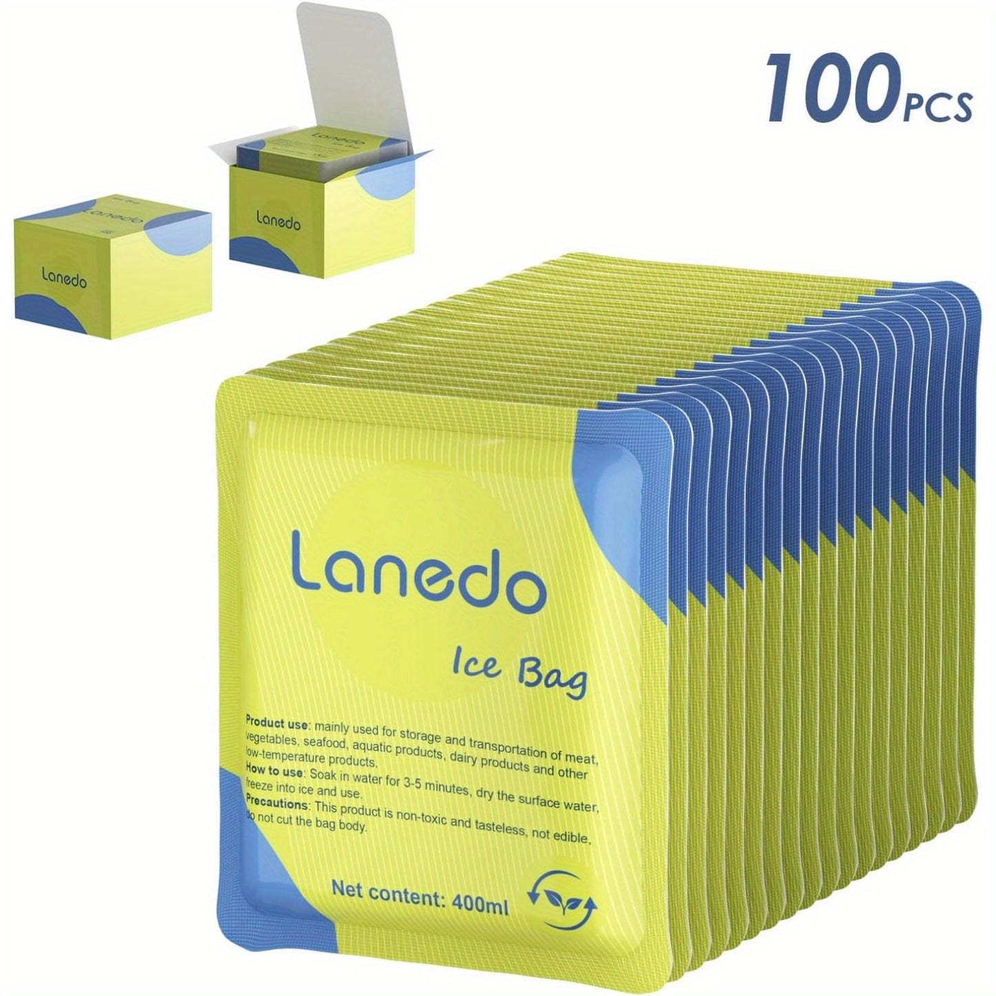 100pcs Lanedo Ice Pack for Food Freshness and Beverage Cooling