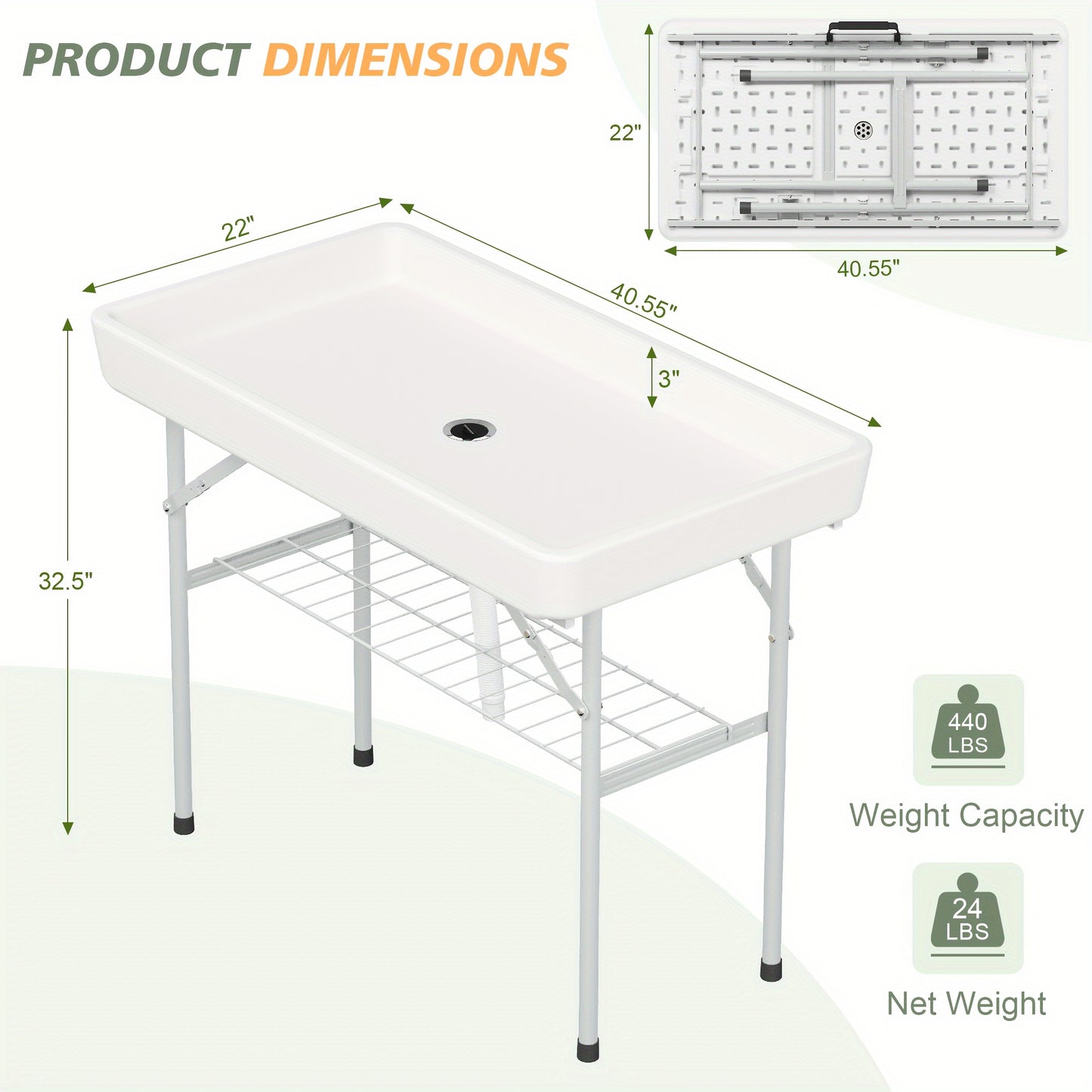 4 Foot Portable Folding Ice Cooler Table for Outdoor Events