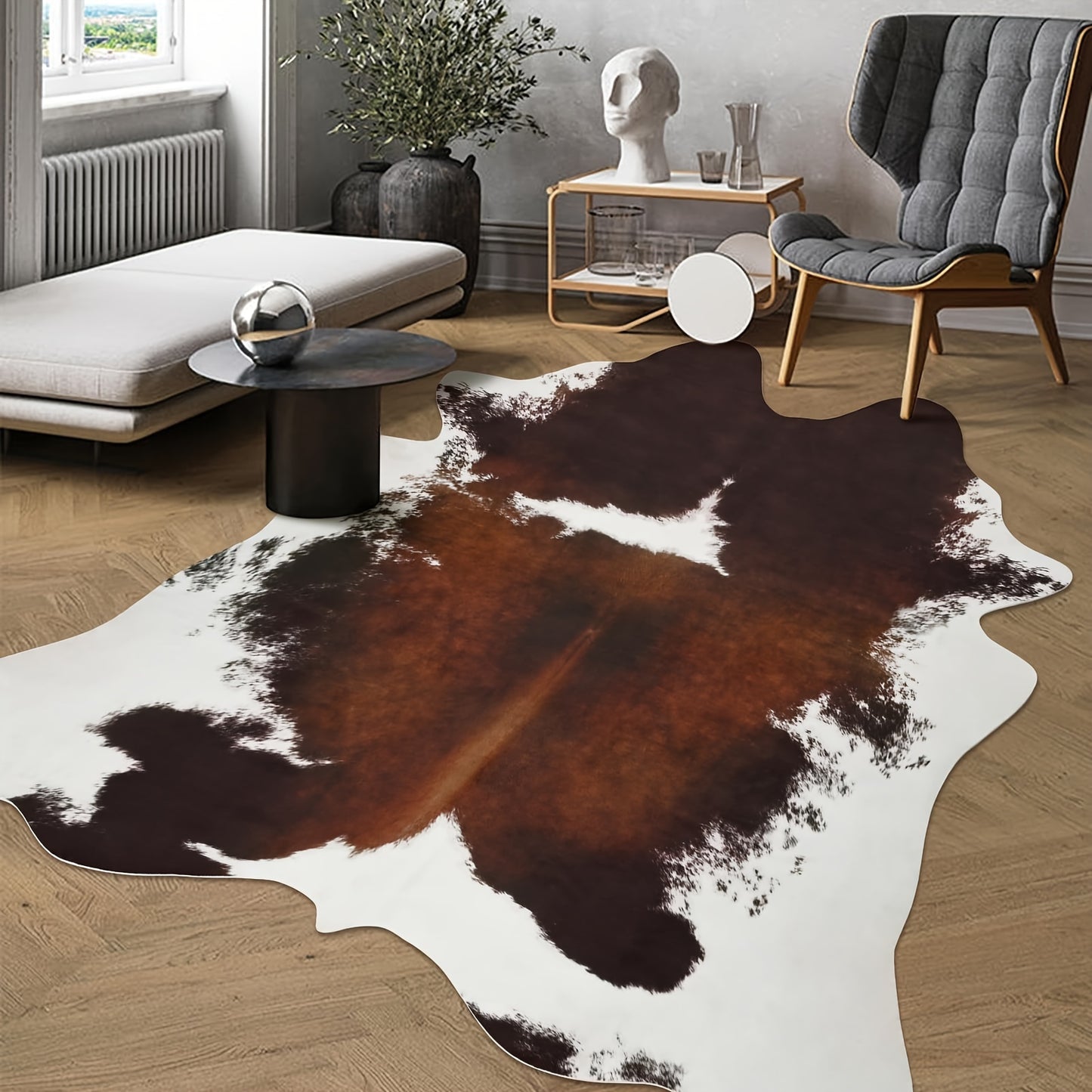Imitation Cowhide Animal Print Mat for Bedroom and Office Decor