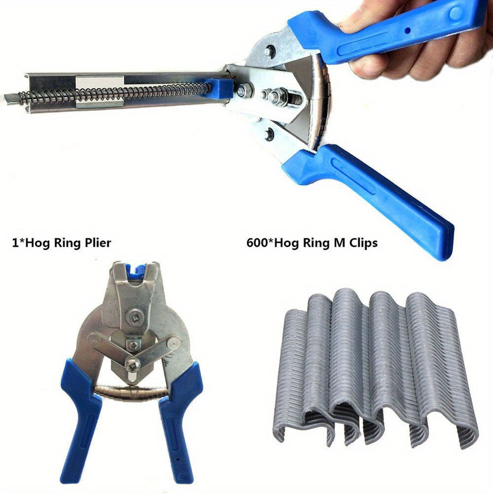 Pet Cages Fencing Hog Ring Pliers with 600 Pieces M Clips Home Garden Repair Tools