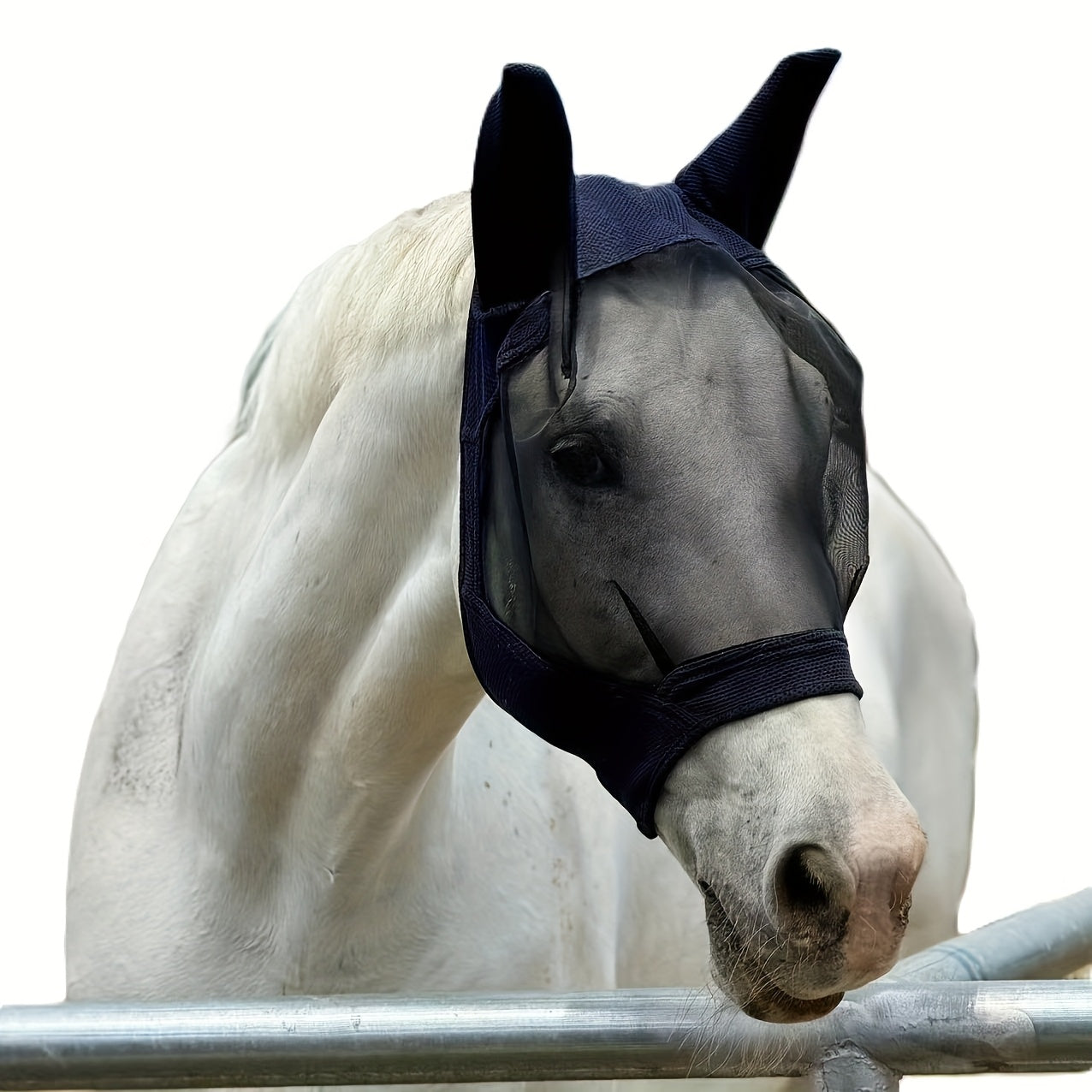 Horse Fly Mask With All Round Breathable Mesh UV Protection For Horses Durable Polyester 86 Percent UV Shield