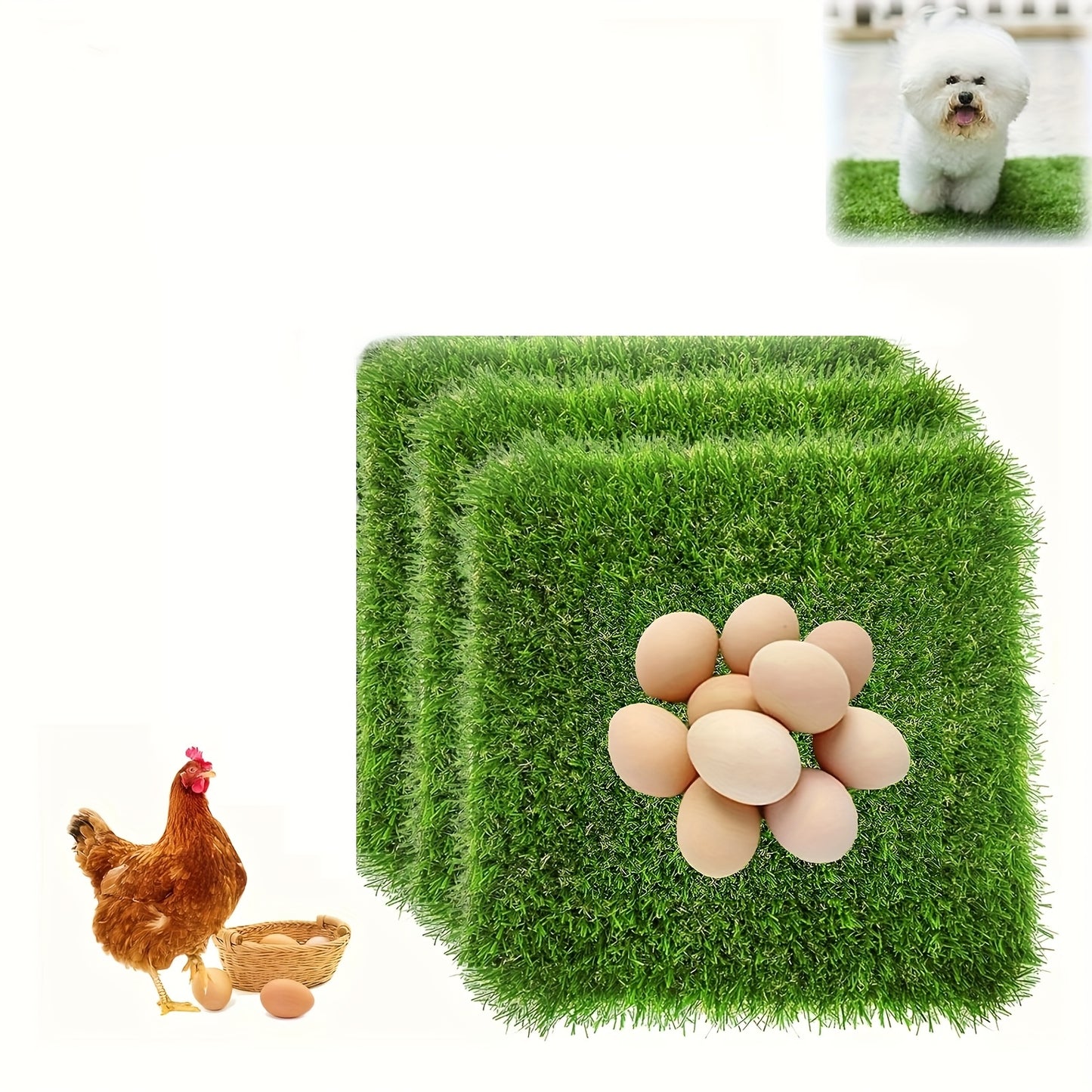 Chicken Nesting Box Pads Set with Washable Artificial Grass