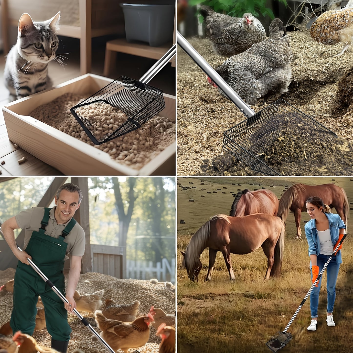Large Metal Chicken Poop Scooper with Adjustable Handle