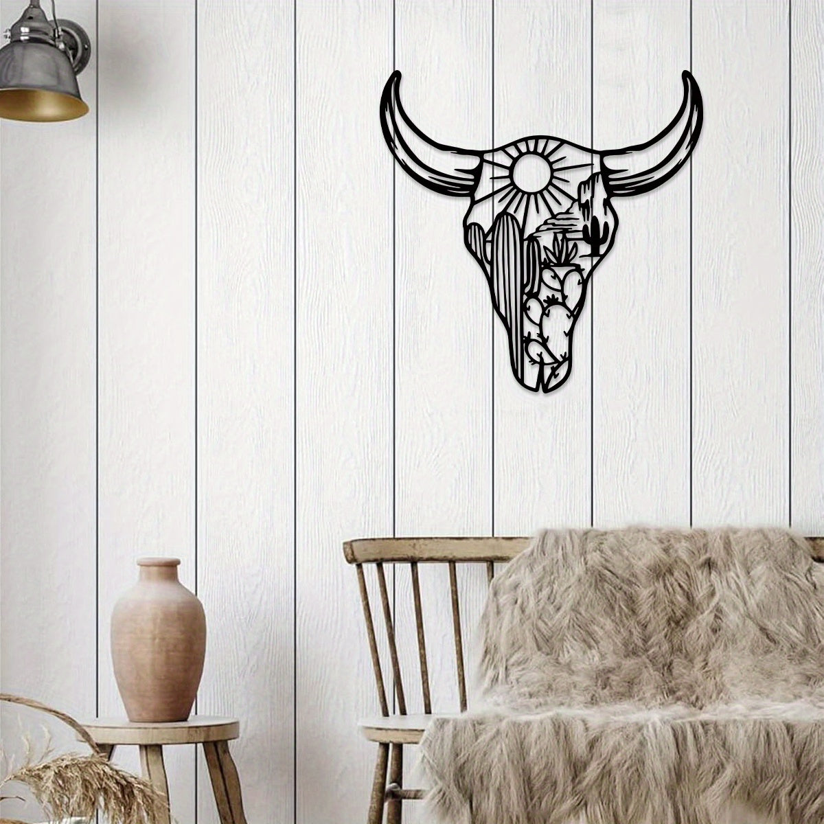 Metal Western Cow Skull Wall Art Decor for Rustic Home