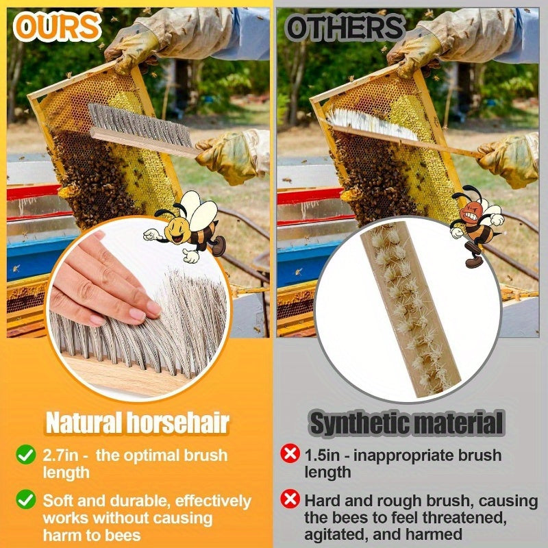 Natural Horsehair Beekeeping Brush with Wooden Handle Supplies