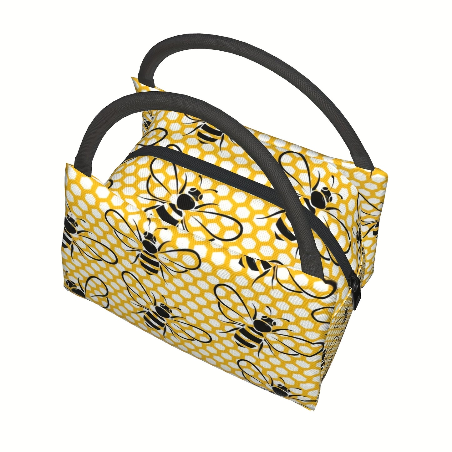 Bee Pattern Insulated Lunch Bag Portable Cooler Tote Gift