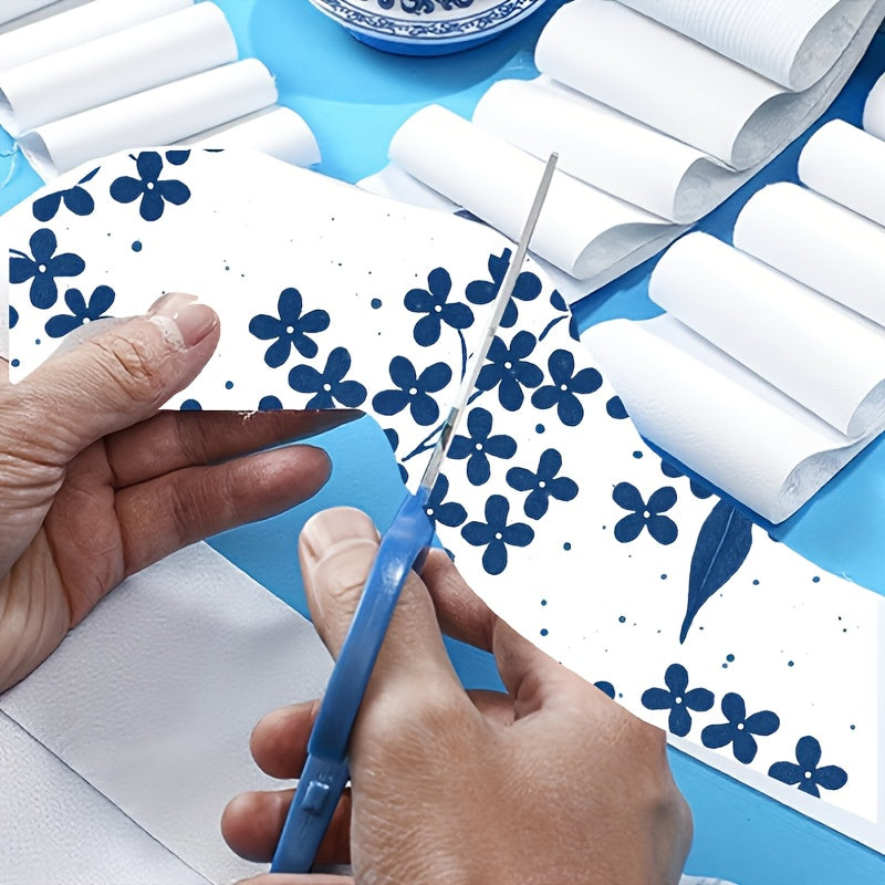 Chinoiserie Blue and White Jelly Fabric Rolls for Quilting
