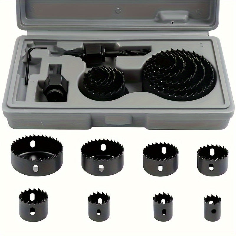 11 Piece Carbon Steel Woodworking Hole Saw Drill Bit Set