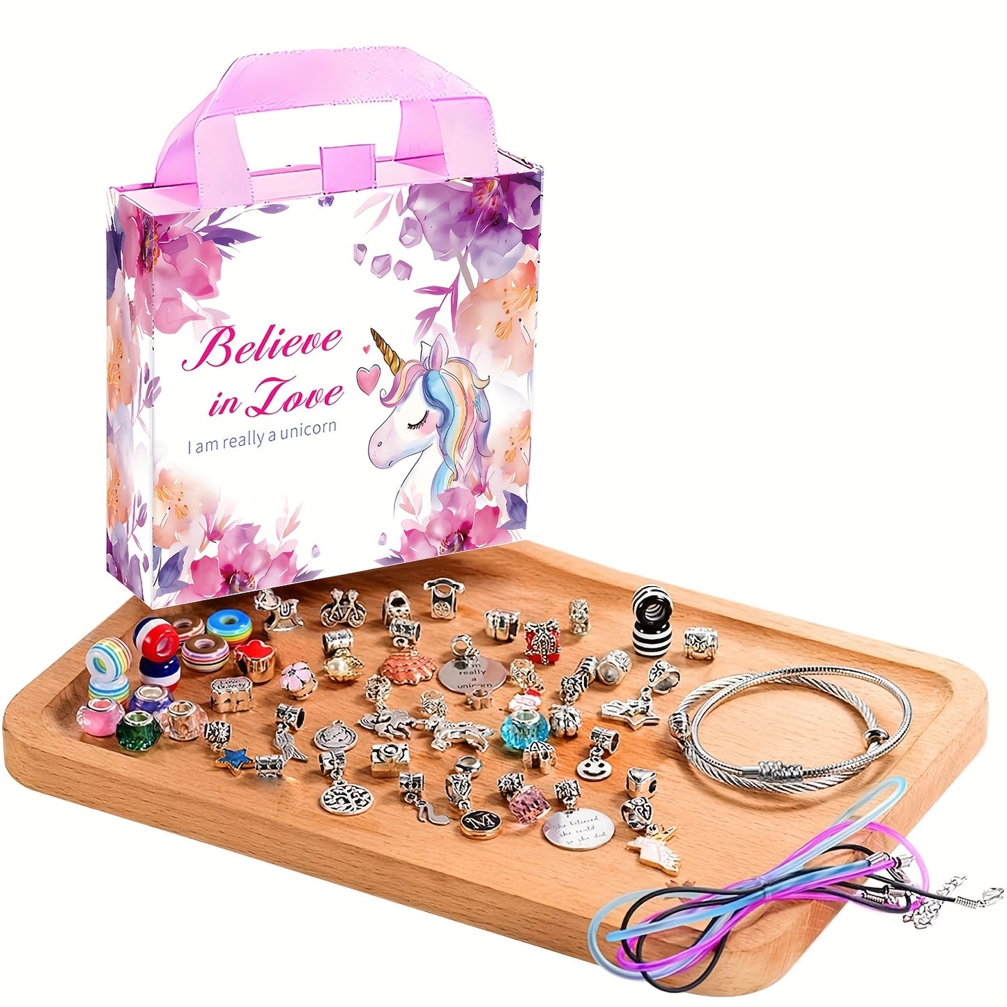60pcs Unicorn Charm Bracelet Making Kit for Creative Fun