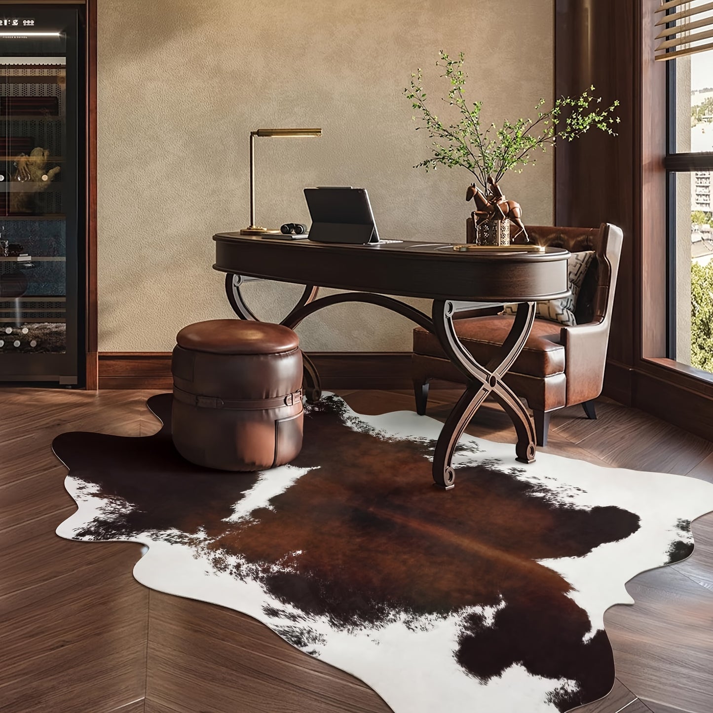 Imitation Cowhide Animal Print Mat for Bedroom and Office Decor