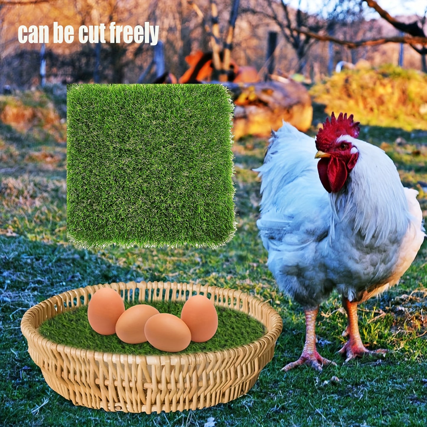 Chicken Nesting Box Pads Set with Washable Artificial Grass