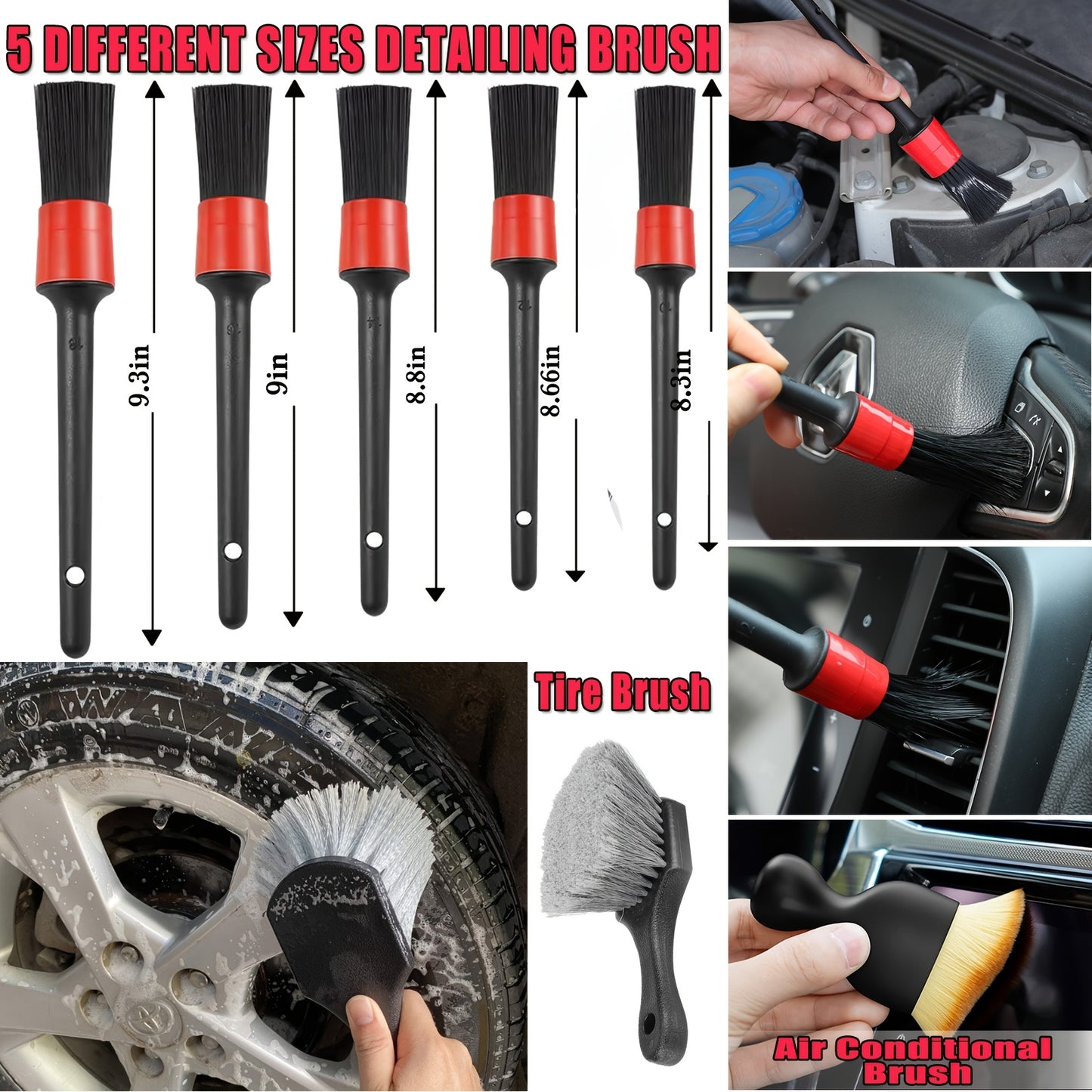 48 Inch Long Handle Car Wash Brush Kit with Microfiber Mop Heads