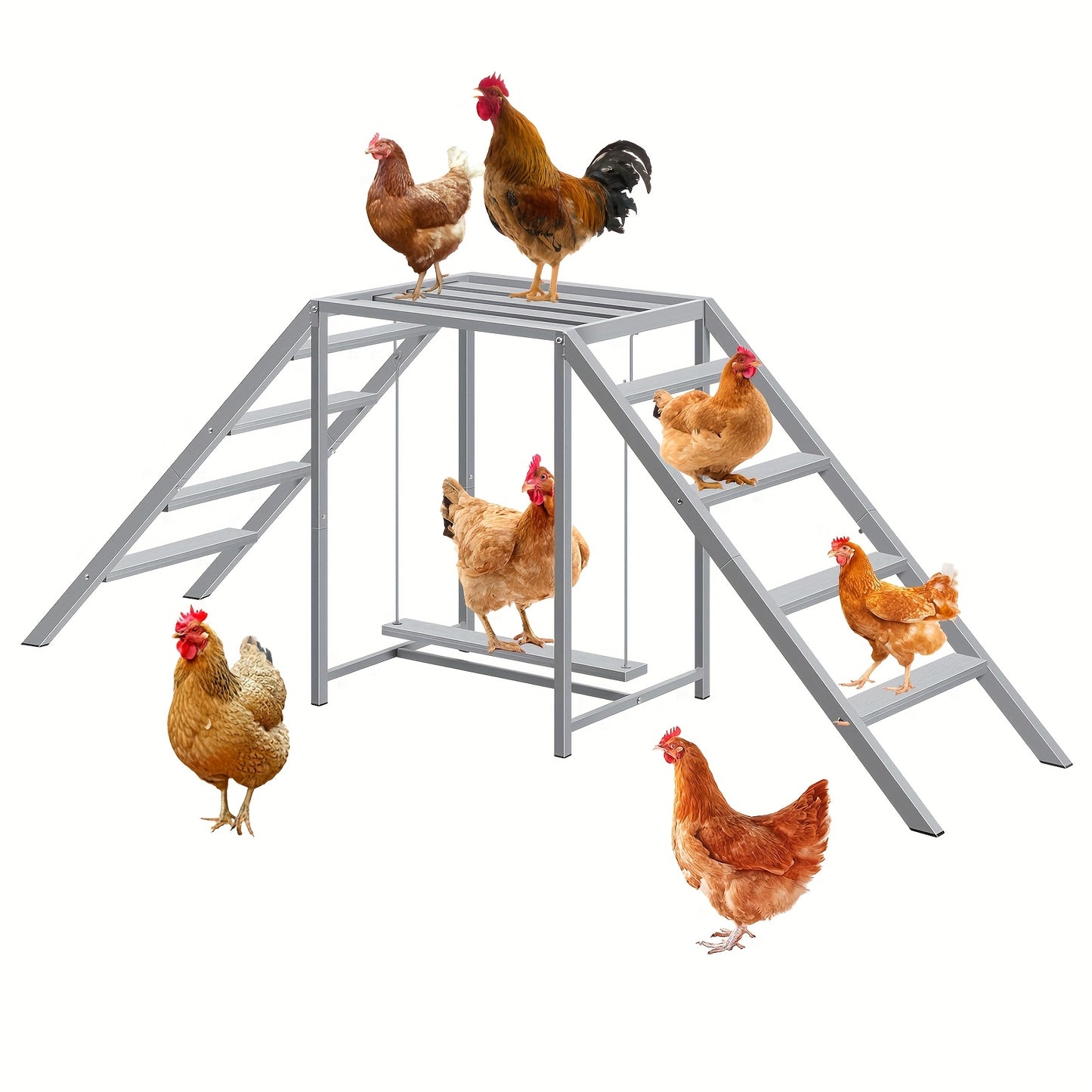 Chicken Perch Swing Set Durable Iron Alloy Platform for Hens