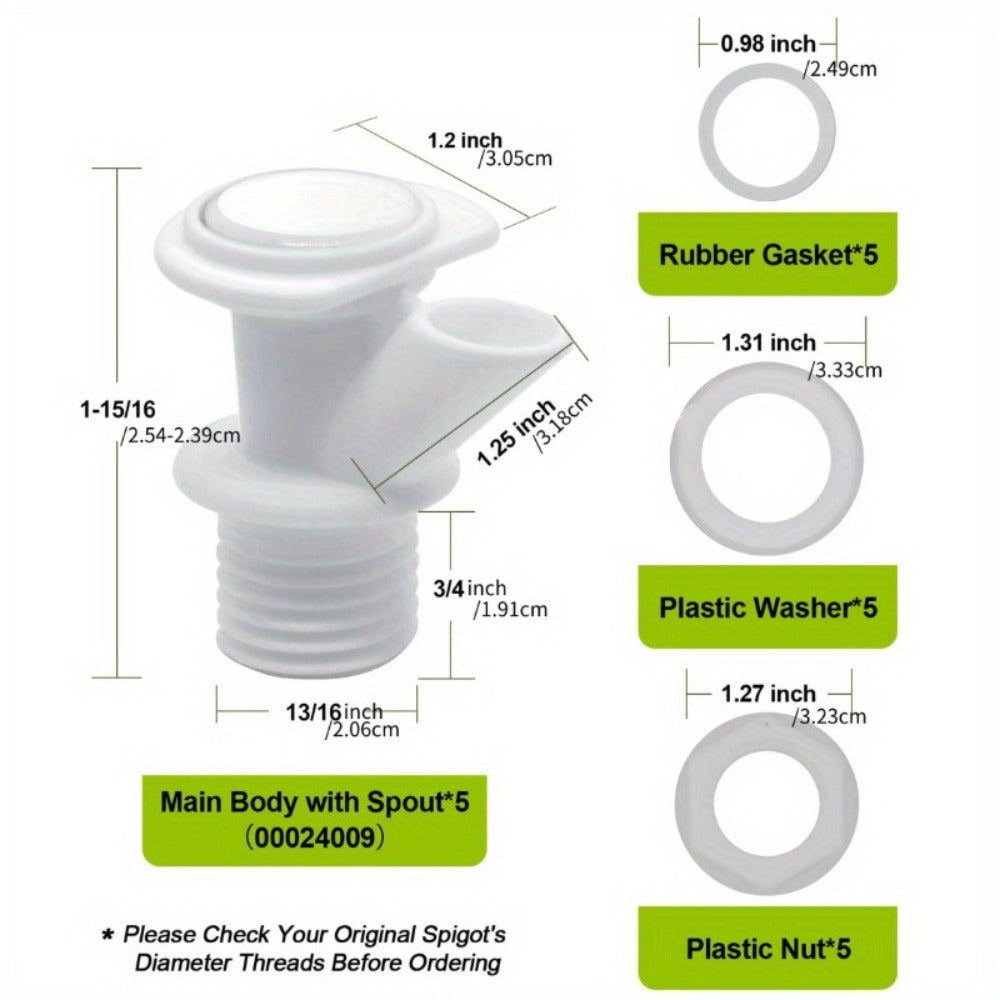 5 Pack Push Button Cooler Spigot Replacement for Beverage Coolers