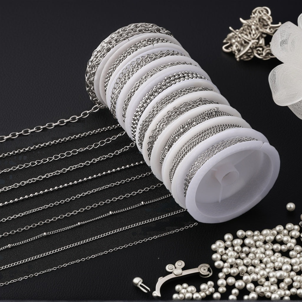 10 Rolls of 304 Stainless Steel Chain for DIY Jewelry Making