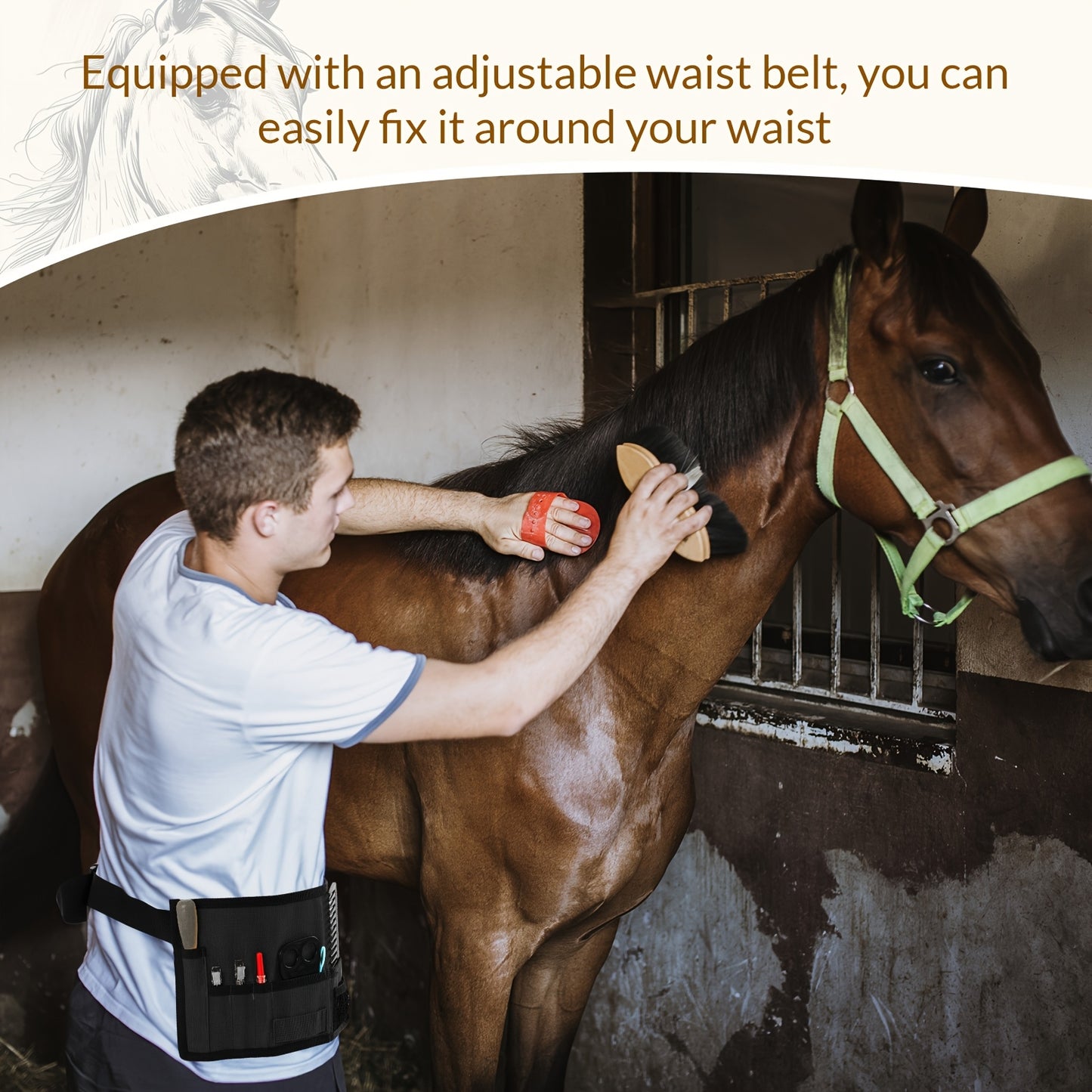 9 Piece Horse Braiding Kit with Belt and Accessories for Mane