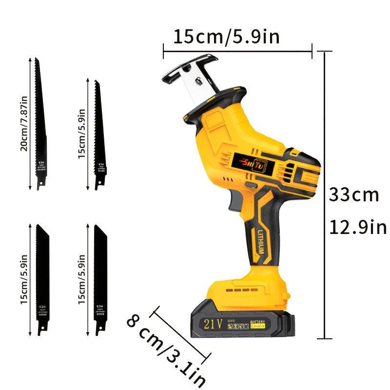 Wireless Rotary and Reciprocating Saw Set with Blades and Charger