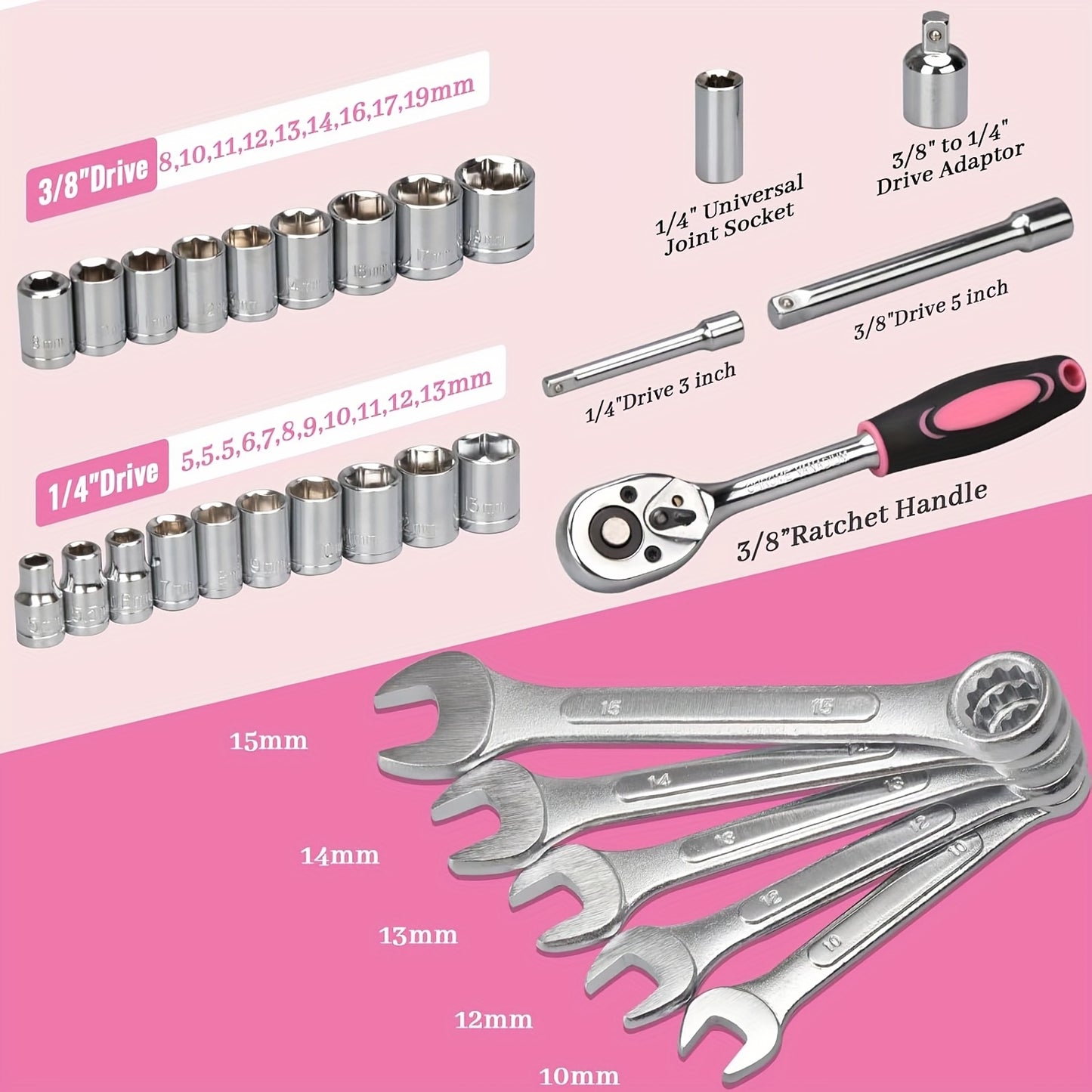 450pcs Pink Tool Kit
