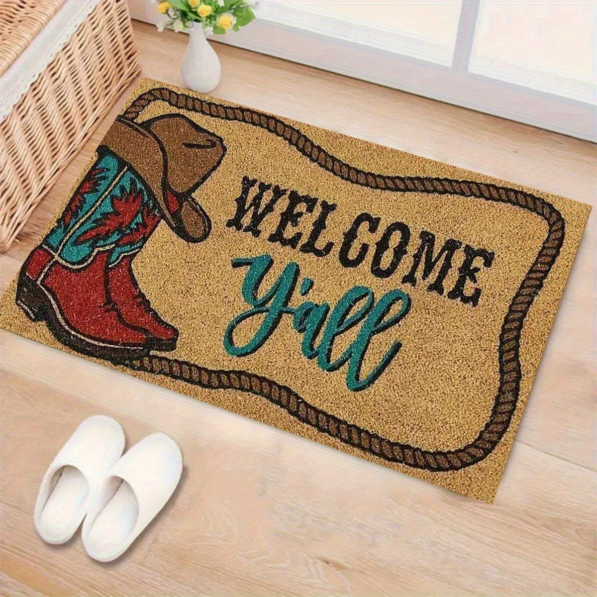 Welcome to Cowboy Boots Non-Slip Flannel Floor Mat