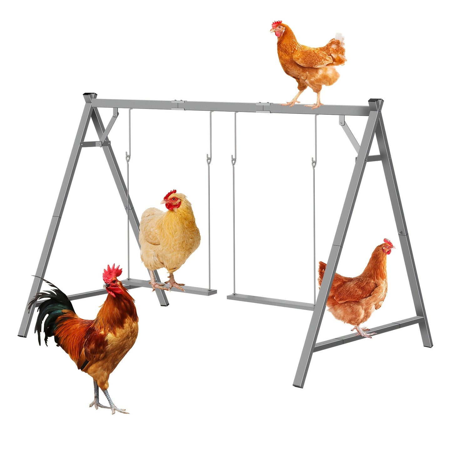 Chicken Perch Swing Set Durable Iron Alloy Platform for Hens