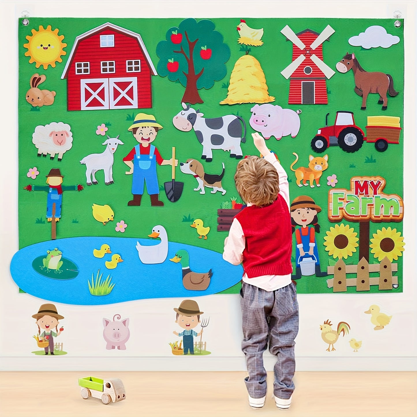 Farm Animals Felt Story Board Set for Toddler Learning Fun