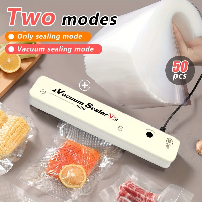2 In 1 Vacuum Sealer With 50 Bags For Fresh Food Storage