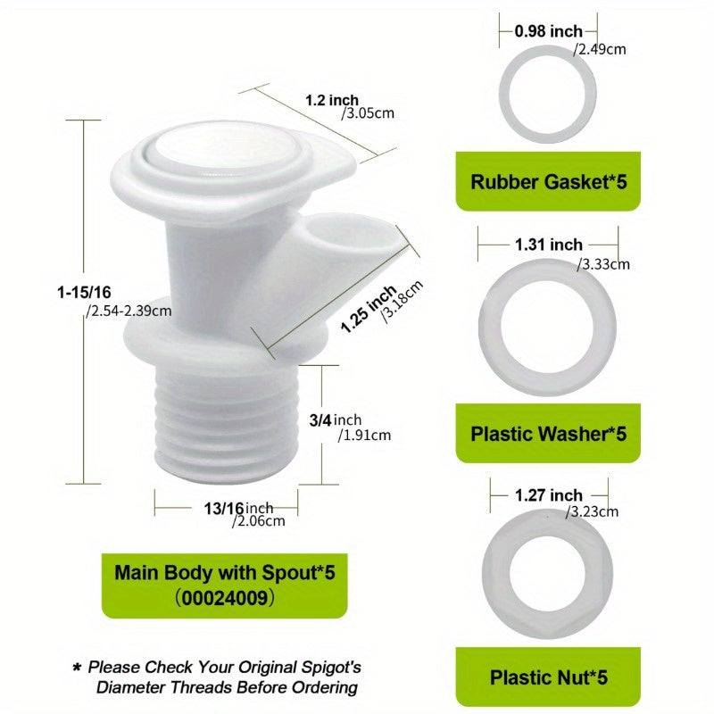 5 Piece Beverage Cooler Faucet Kit for Easy Outdoor Use