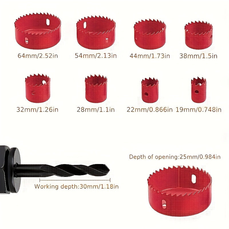 11 Piece Carbon Steel Woodworking Hole Saw Drill Bit Set