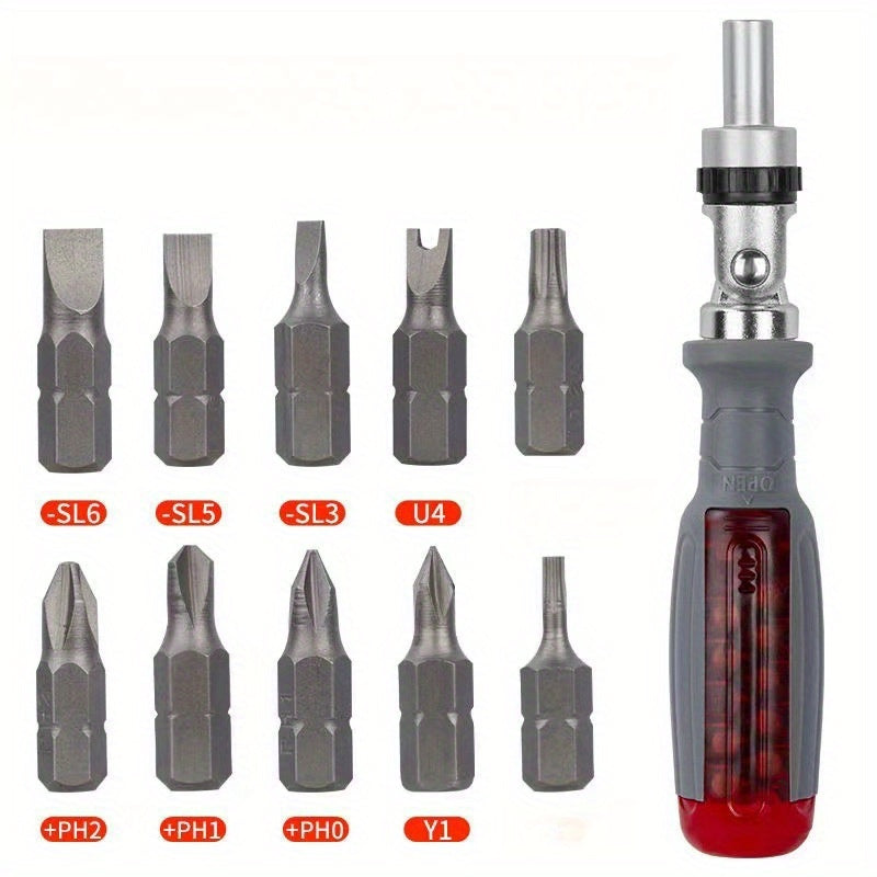 10 In 1 Ratchet Screwdriver Set with Magnetic Bits and Tools