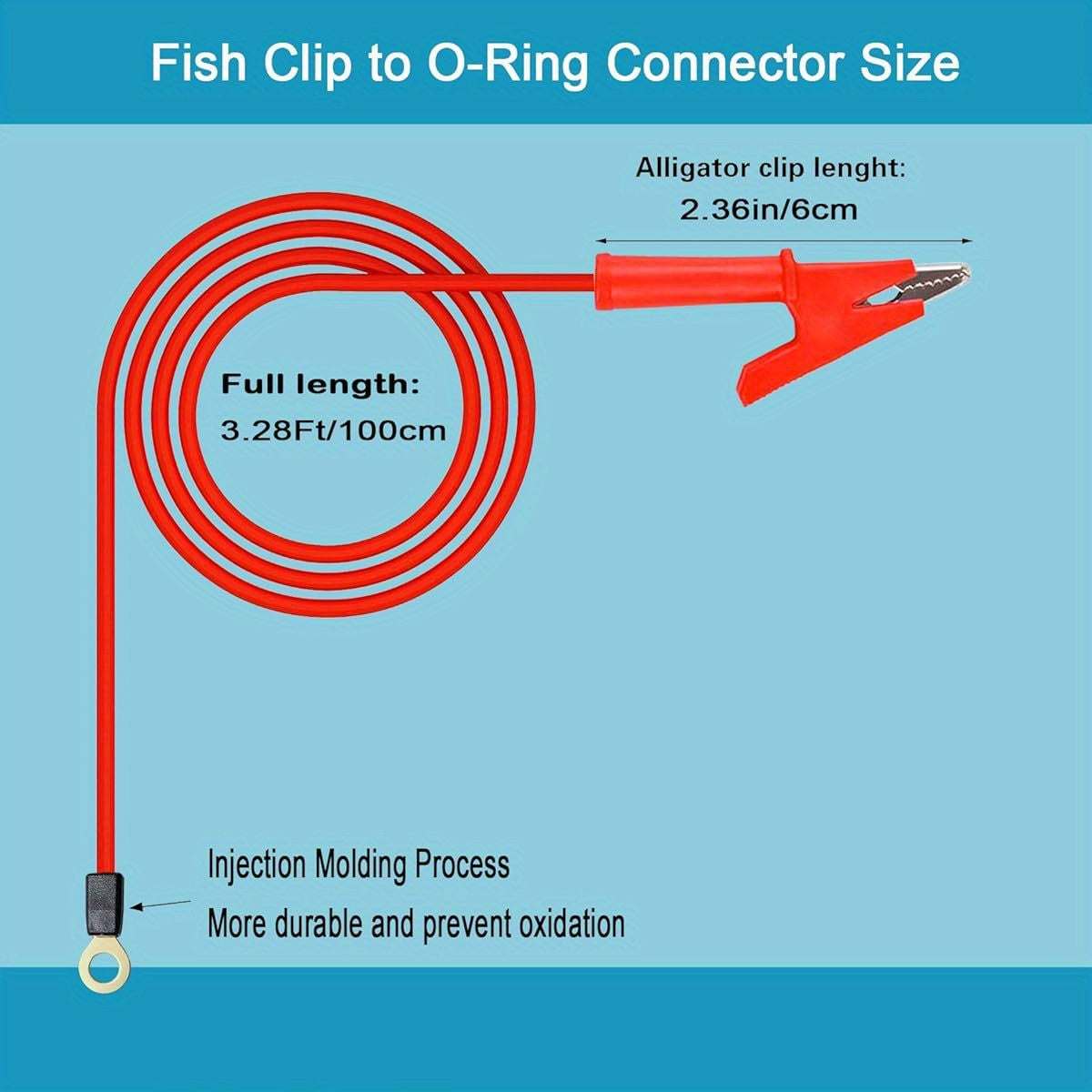 Heavy Duty Electric Fence Connector with Alligator Clips 3.28ft