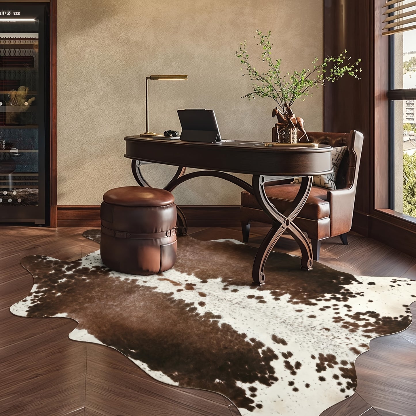 Imitation Cowhide Animal Print Mat for Bedroom and Office Decor