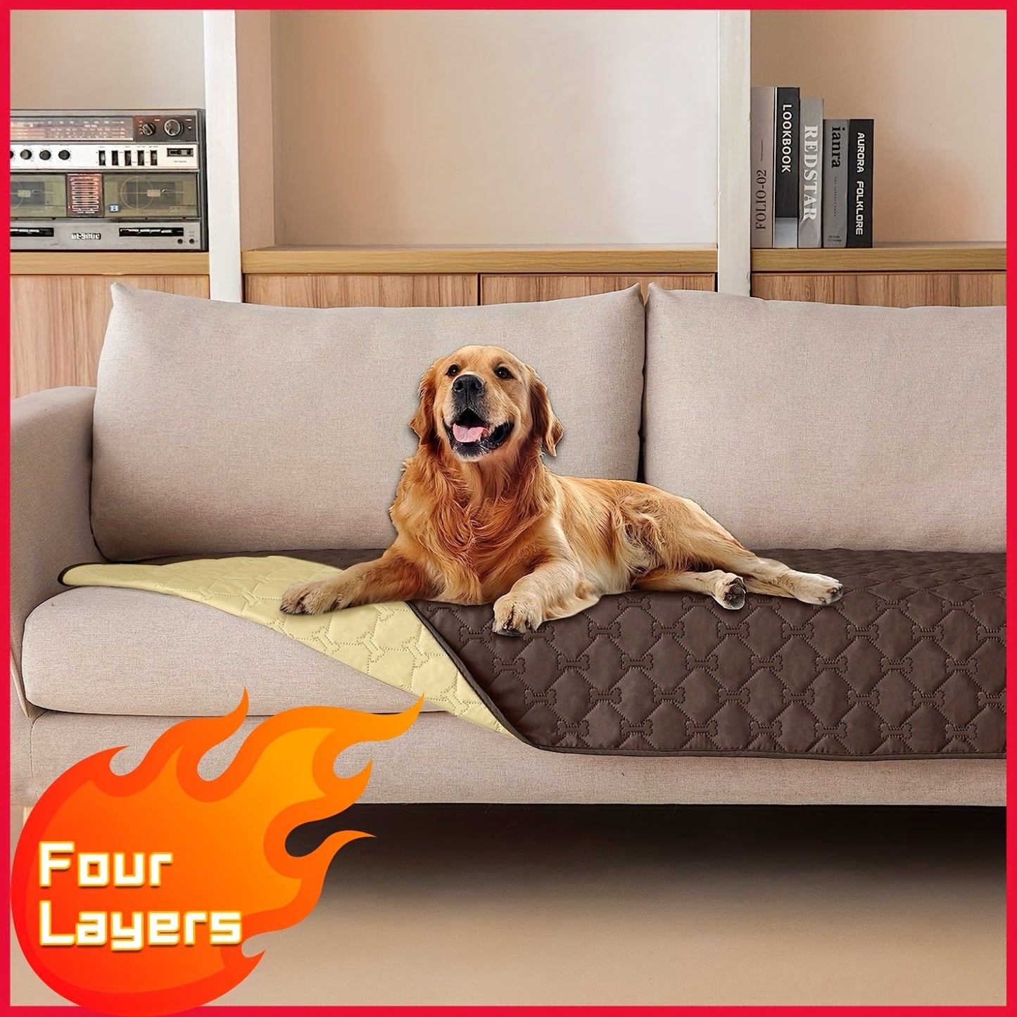 Extra Large Reversible High Quality Dog Blanket Double Sided Pet Bed Cover with Bone Pattern Machine Washable Sofa Protector for Medium Large Small Dogs and Cats Indoor Outdoor Use