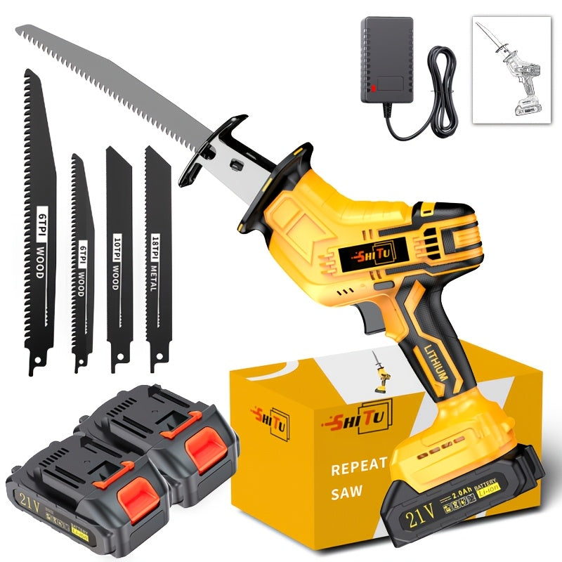 Wireless Rotary and Reciprocating Saw Set with Blades and Charger
