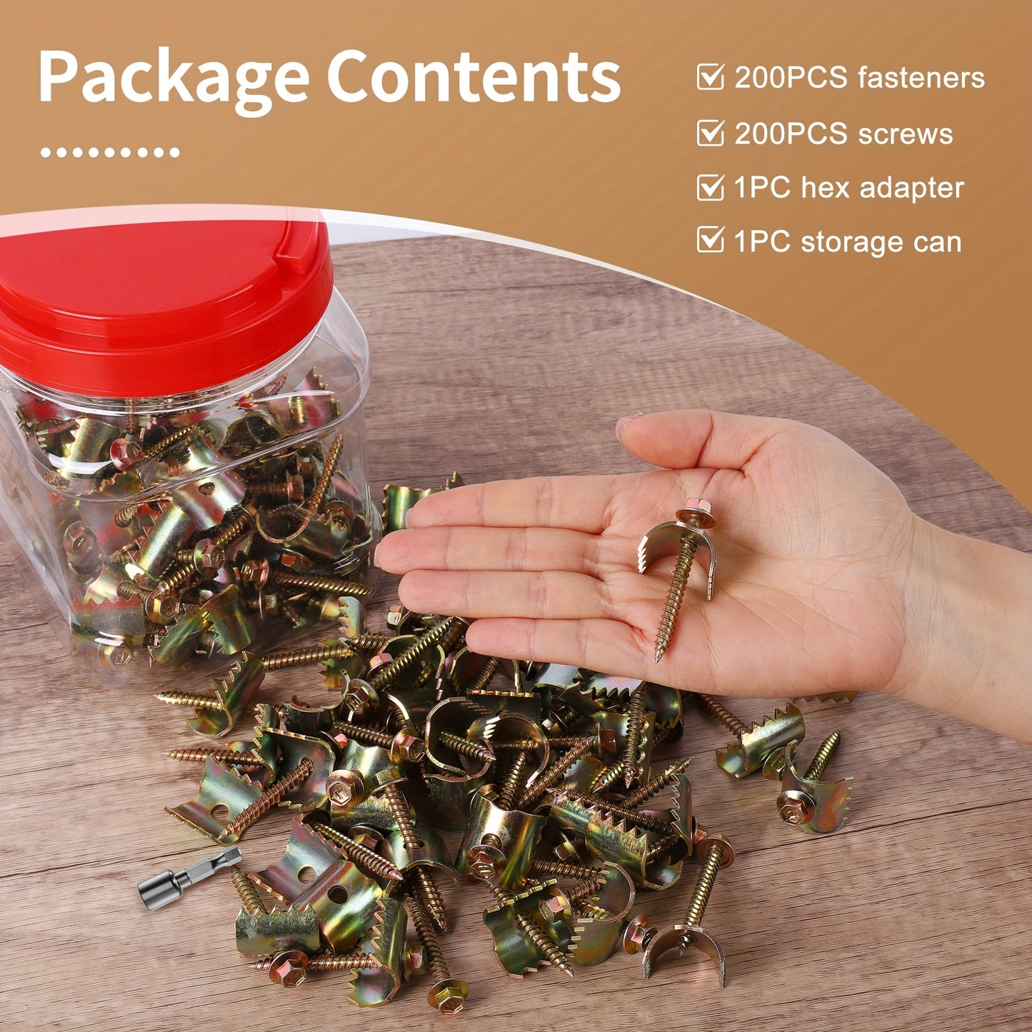 Heavy Duty Alloy Fence Staples for Wire Mesh and Softwood Reusable Quick Install Screws with Wire Holder Includes Red Plastic Container of Screws for Secure Fencing Solutions DIY Home Improvement U Shaped Staple Robust Solutions