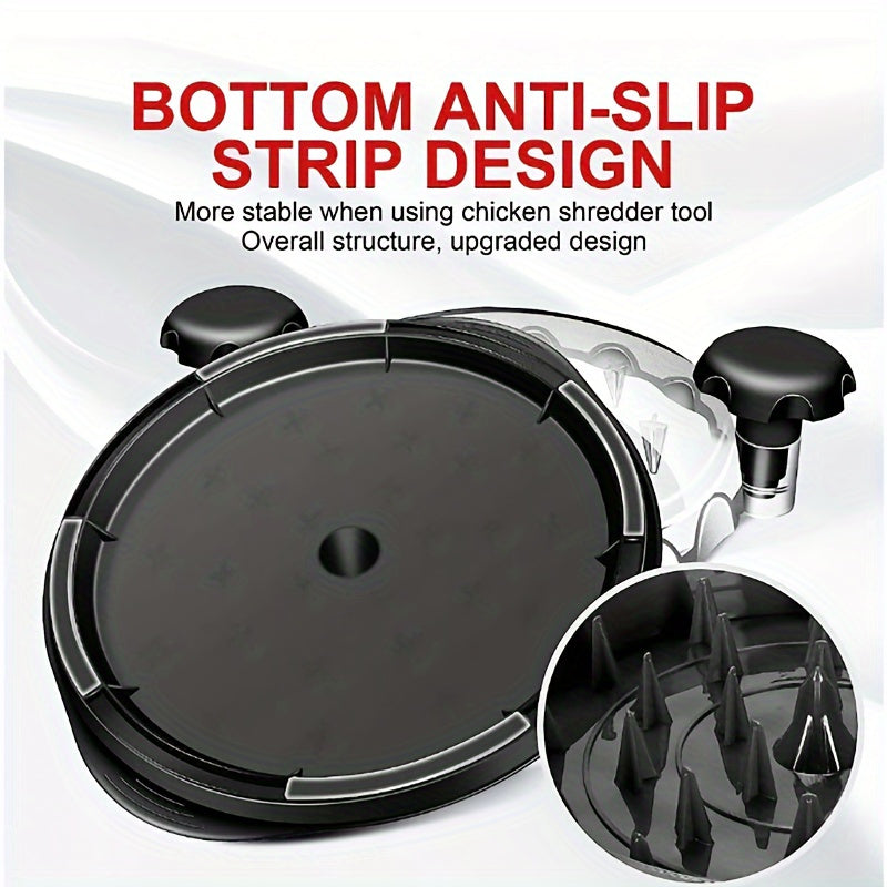 Ergonomic Meat Shredder Tool with Non-Slip Base and Cover