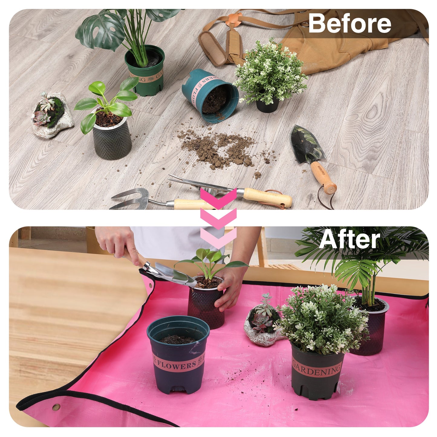 Workpro 39.5 Inch by 31.5 Inch Thickened Waterproof Repotting Mat Durable Lightweight Potting Tray for Indoor Plant Transplanting Gardening Gifts for Plant Lovers